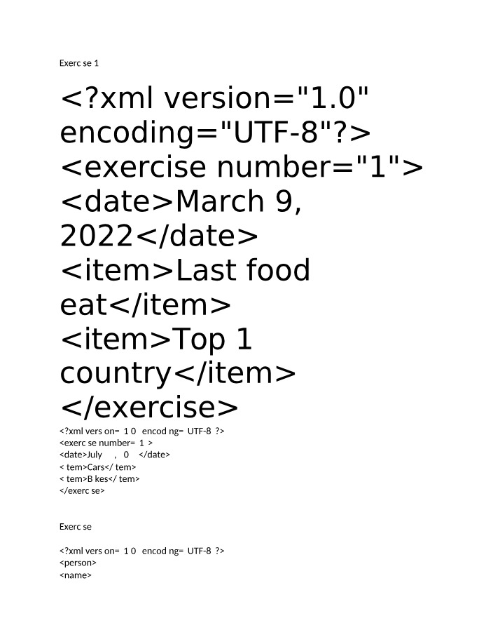 Analyzing Data Structures and Information in XML - Exercise