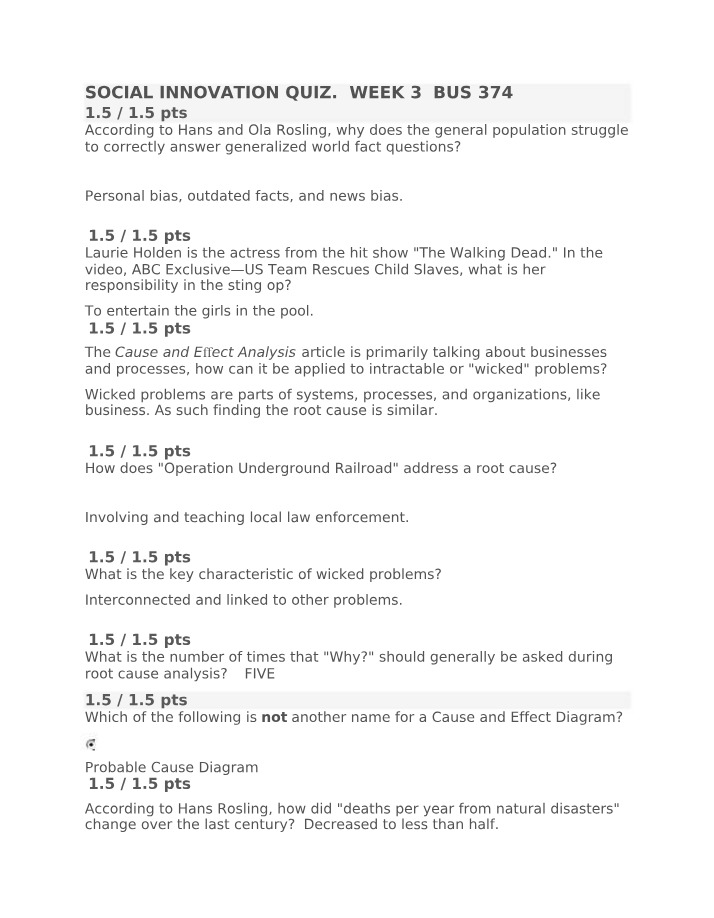 Week 3 Quiz - Social Innovation