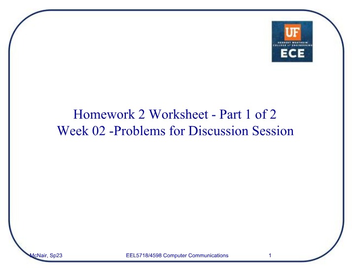 Homework 2 Worksheet - Part 1 and Part 2