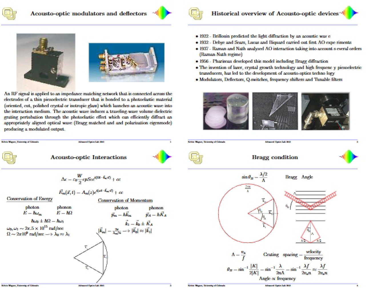 Modulators and Deflectors using Acousto-Optics