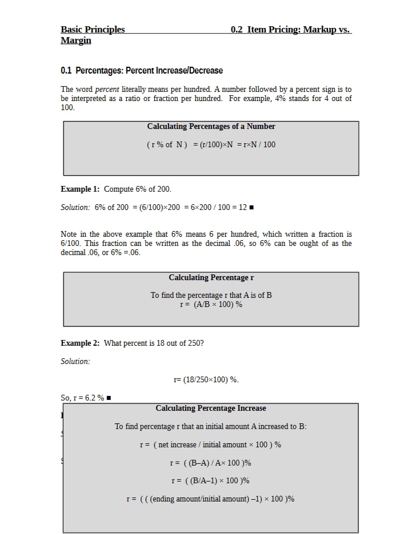 Basic Principle of Margins