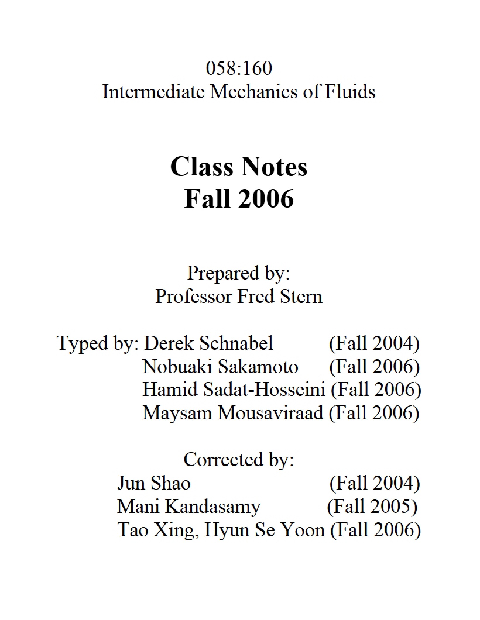 Fluid Mechanics Intermediate Level - ME 5160