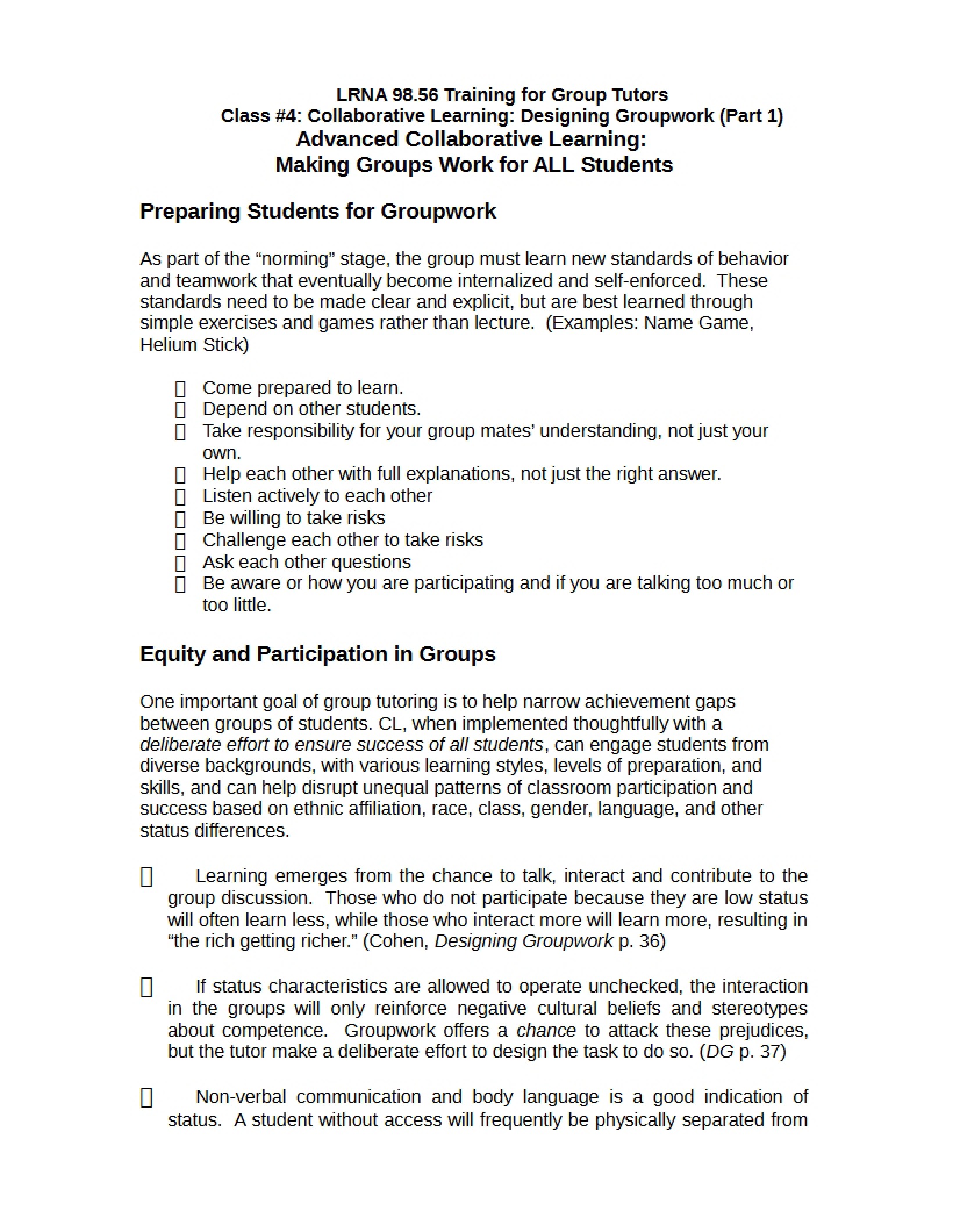 Collaborative Learning Advanced