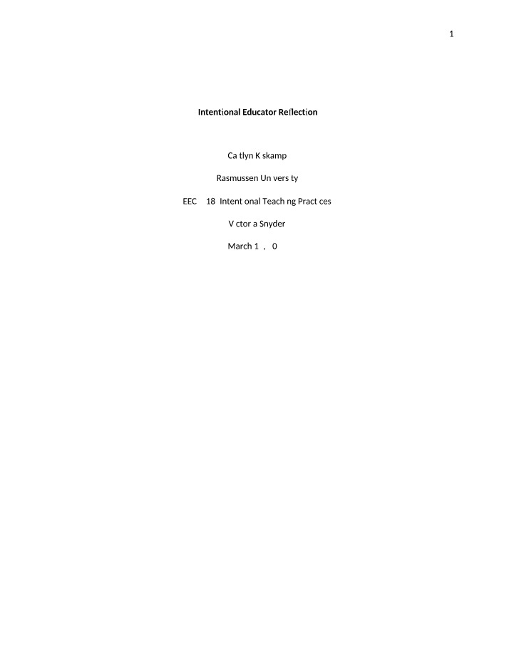 Enhancing Learning and Personal - Intentional Educator Reflection