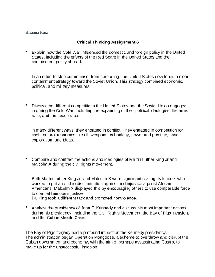 Critical Thinking Assignment 6 Final
