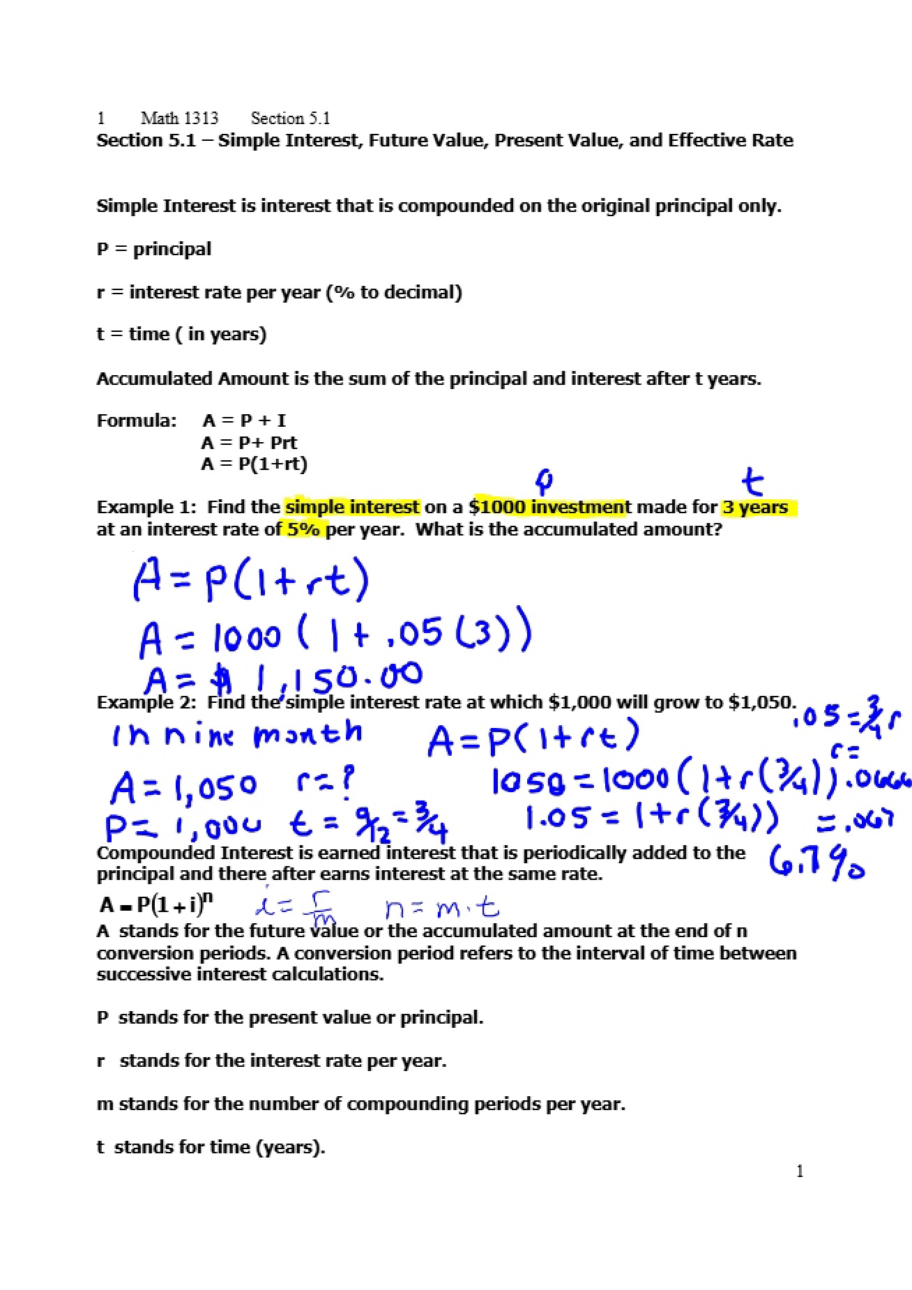Simple Interest and Future Value (5.1)