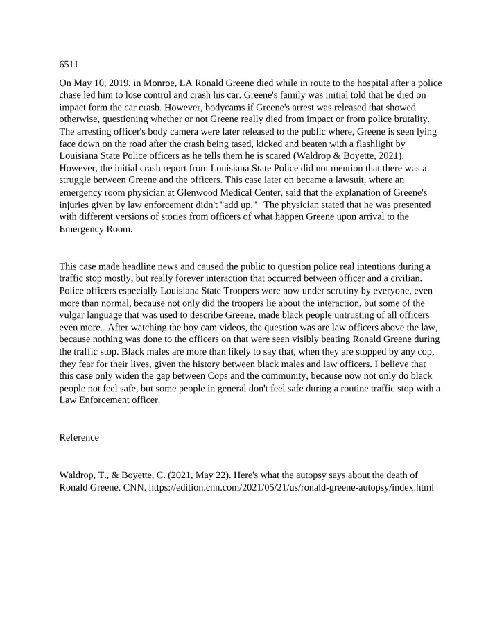 Examining Police Brutality - The Ronald Greene Case