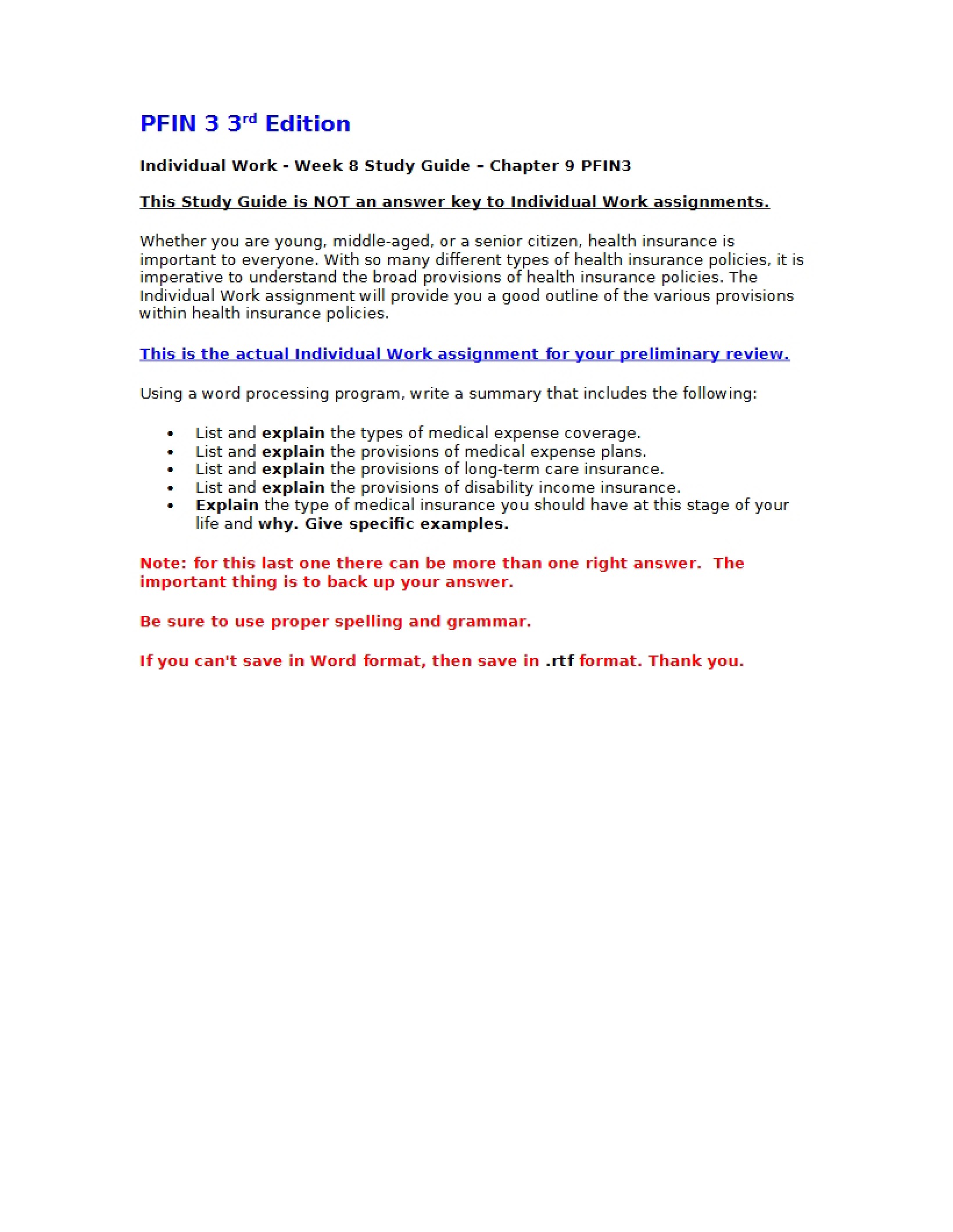 Individual Task Week 8 Study Guide