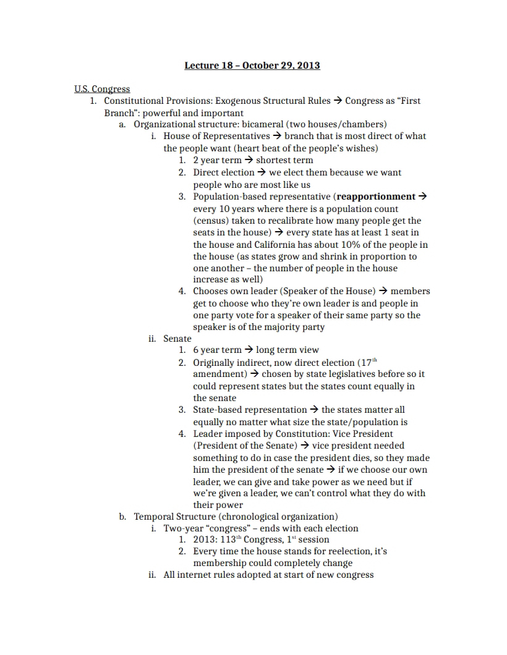 Lecture Notes for Politics Exam 3