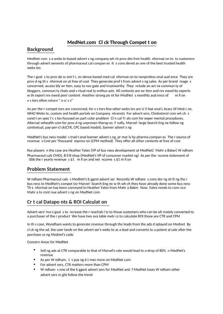 Case Study - MedNet.com Click-Through Competition