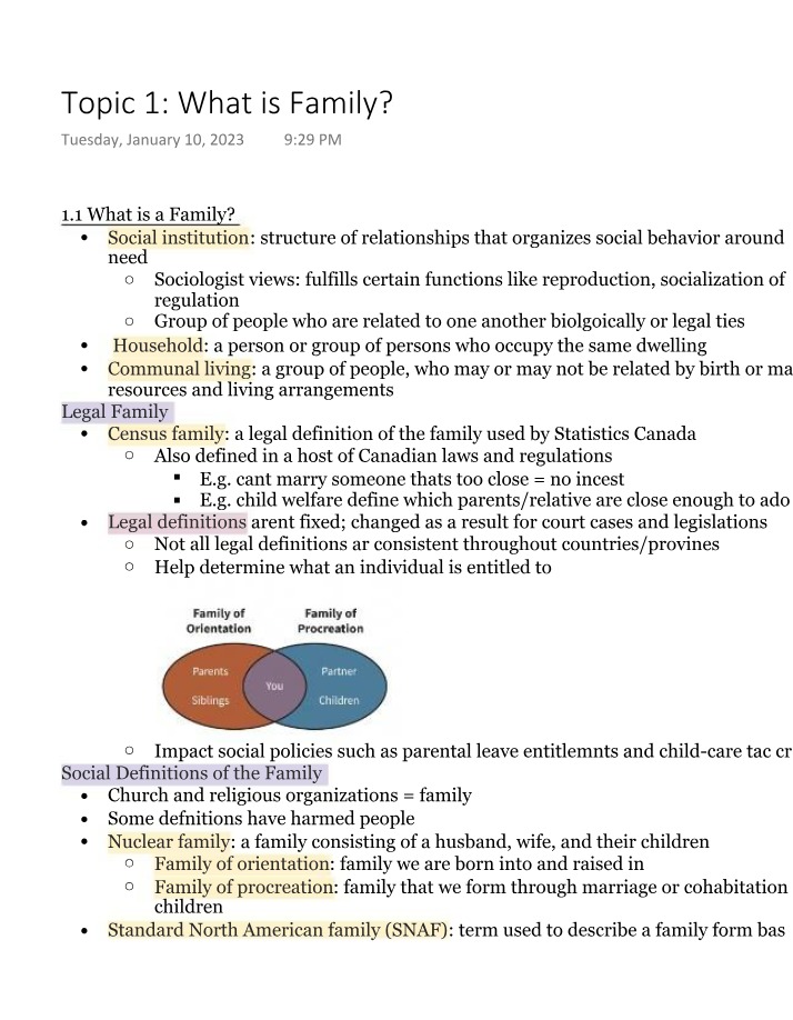 What is Family - Topic 1