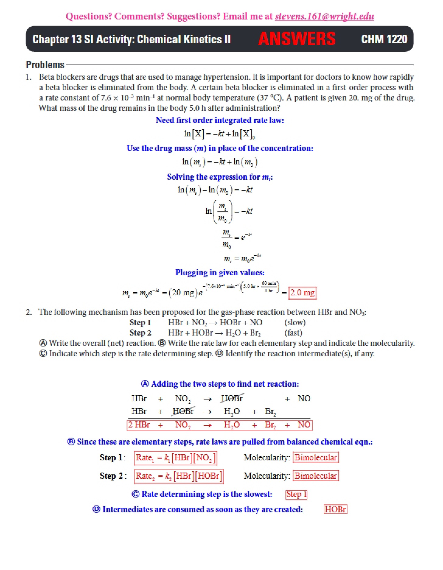 Answers Chemical Kinetics II (Rev 2) - SI