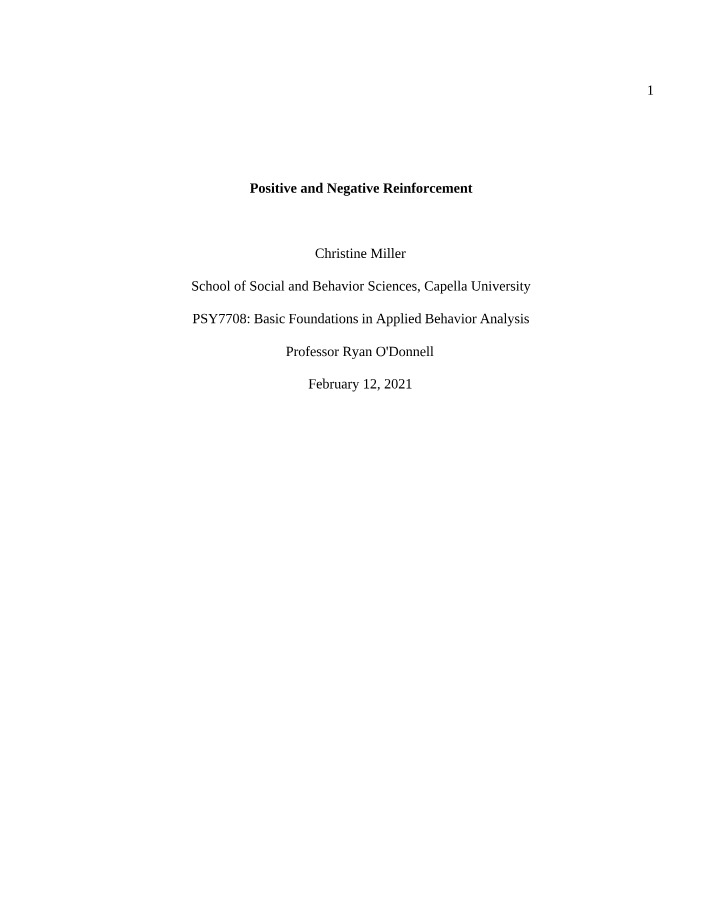 Principles of Positive and Negative Reinforcement