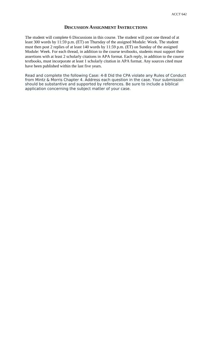 Case Study and Discussion Assignment Instructions