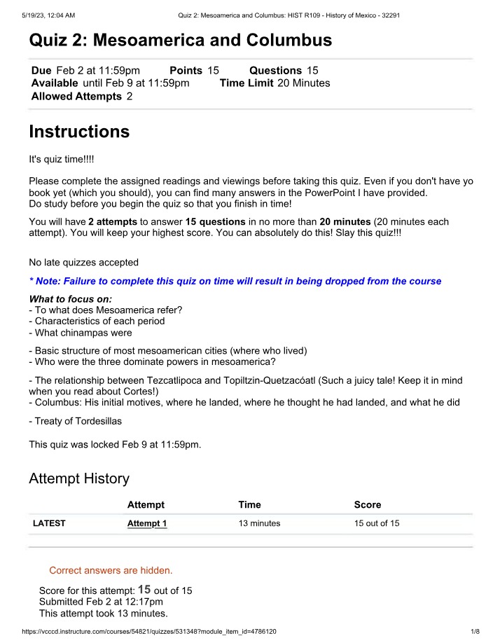 Mesoamerica and Columbus - Quiz 2