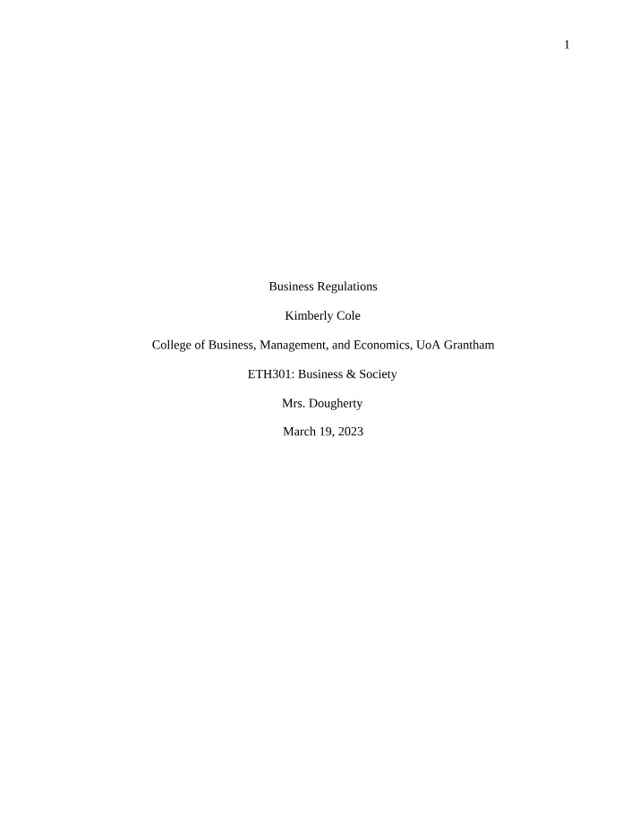 Week 2 - Business Regulations