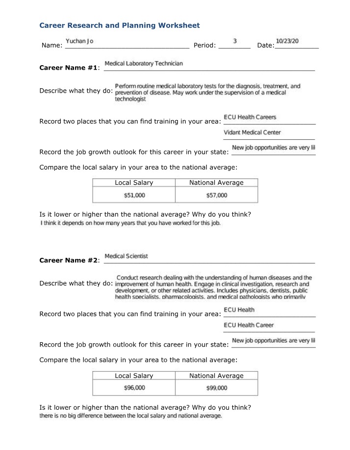 Career Research and Planning Worksheet Guide