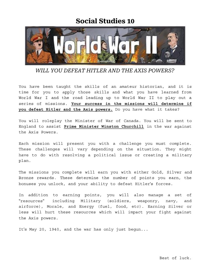 WWII Mission Unit Notes