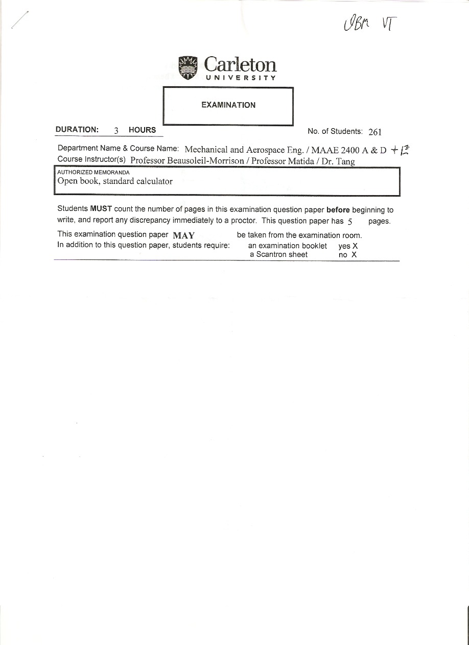 MAAE 2400 A & D Final Exam