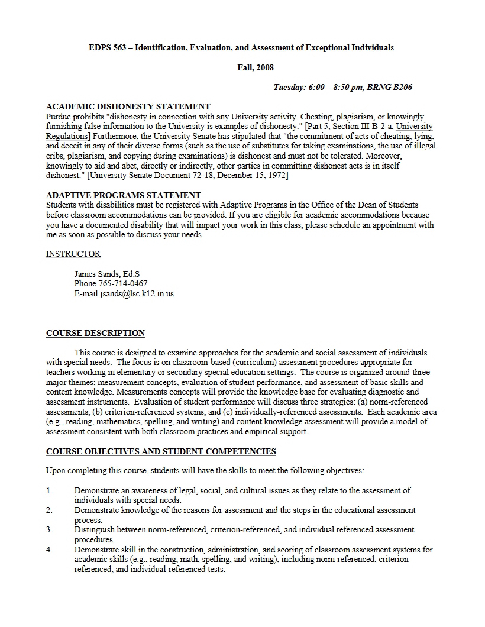 Syllabus - Identification, Evaluation, and Assessment of Exceptional Individuals