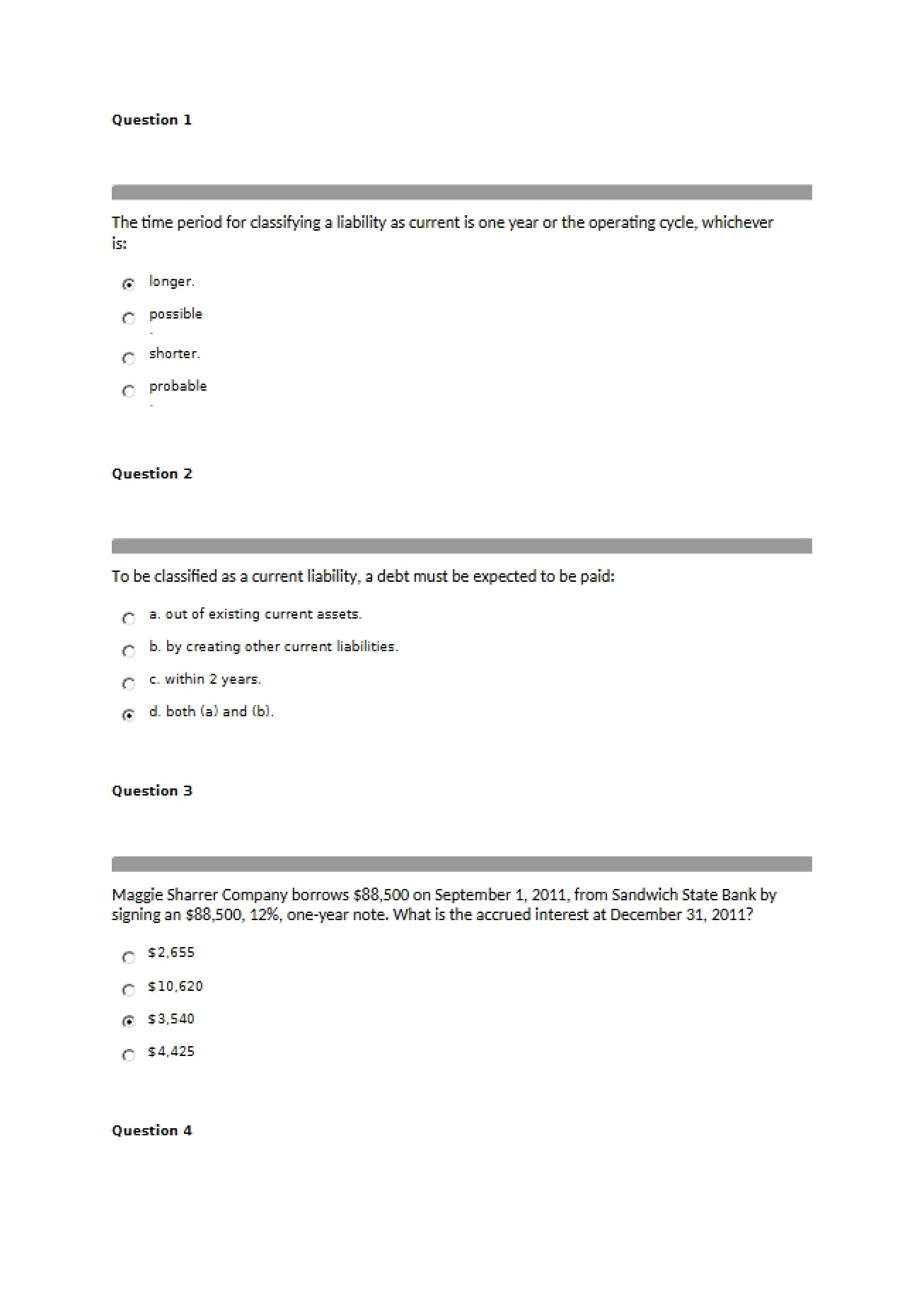 Questions (I)