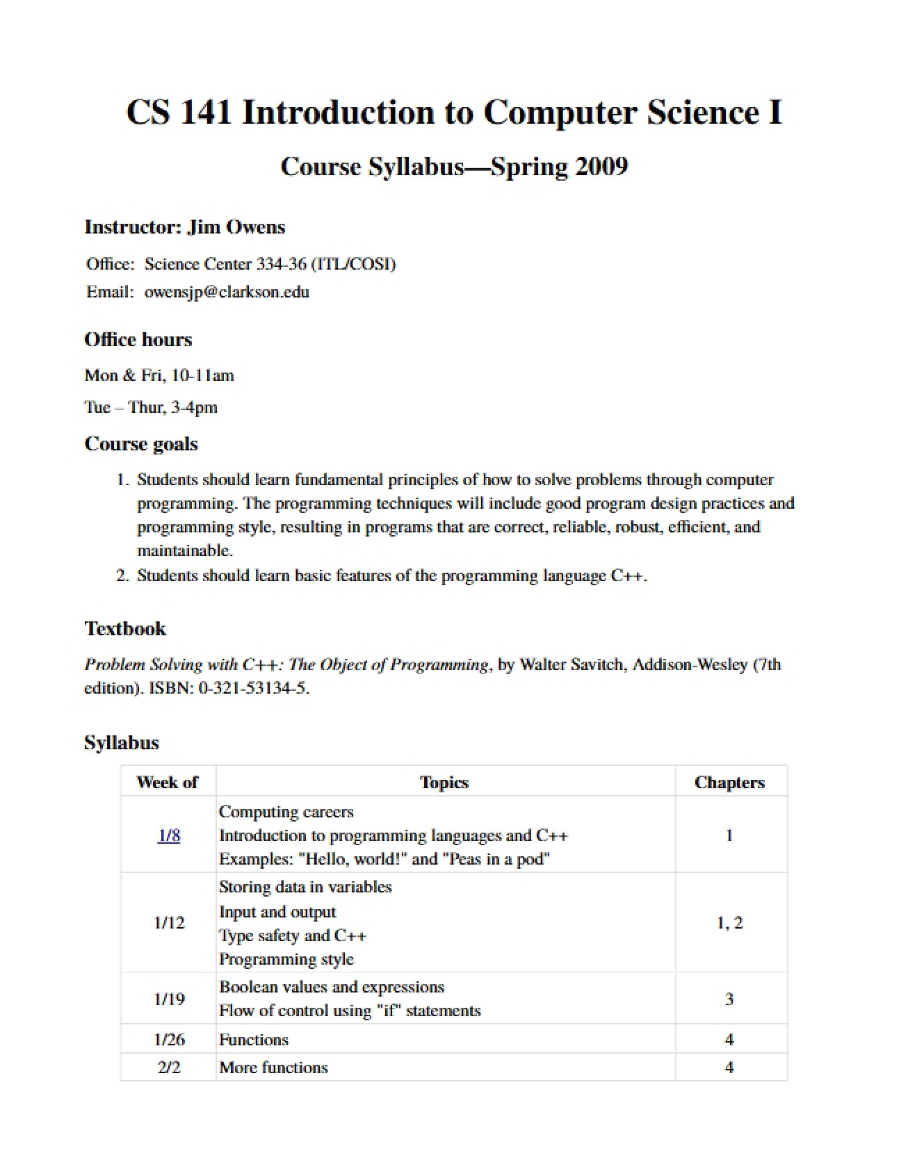 Computer Science Syllabus