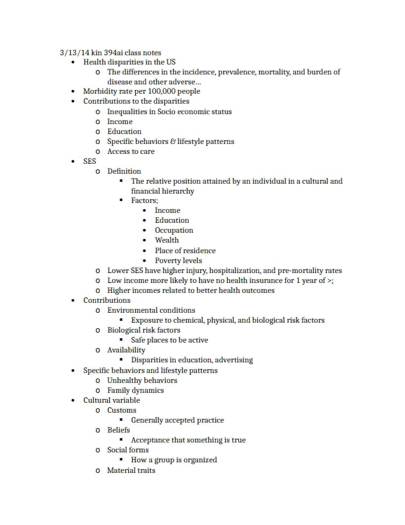 Class Notes from March 13, 2014