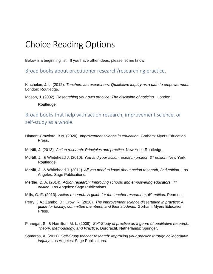 Action Research and Self-Study Books for Educators