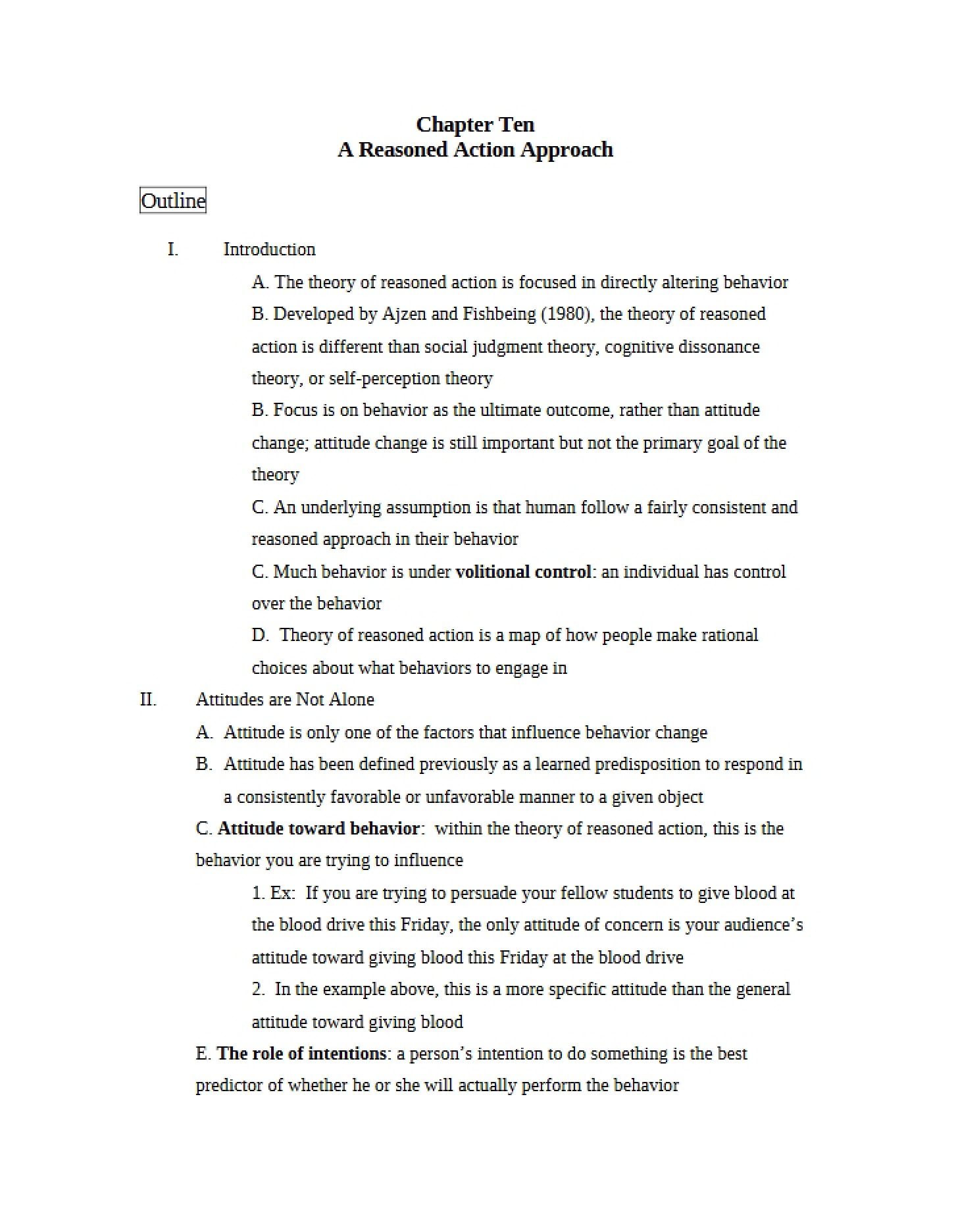 Outline of Chapter 10