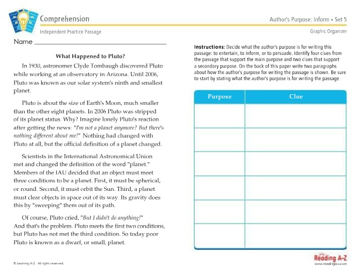 What Happened to Pluto - Author's Purpose