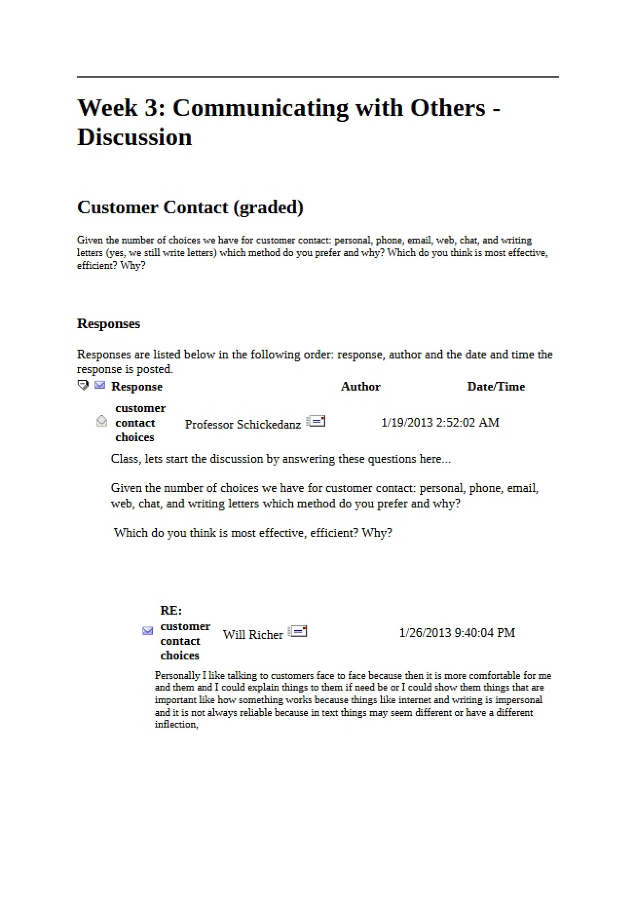 Discussion Interpersonal Communication (Week 3)