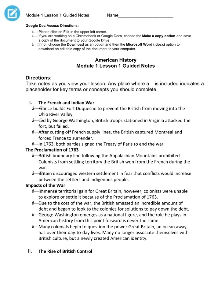 Causes, Impacts, and the Proclamation of 1763 in the French and Indian War