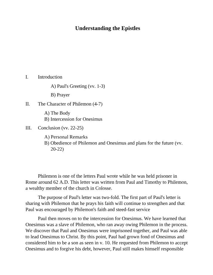 Paul's Epistle to Philemon