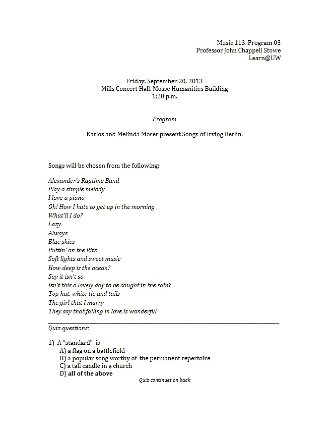 Program Number Five