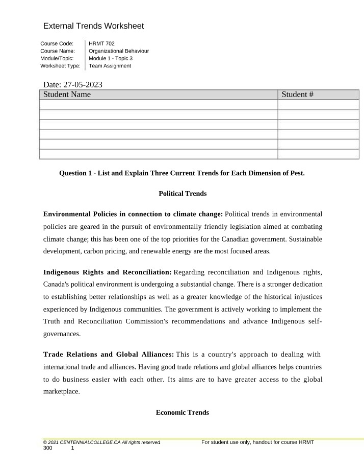 External Trends Worksheet - Fall 2021