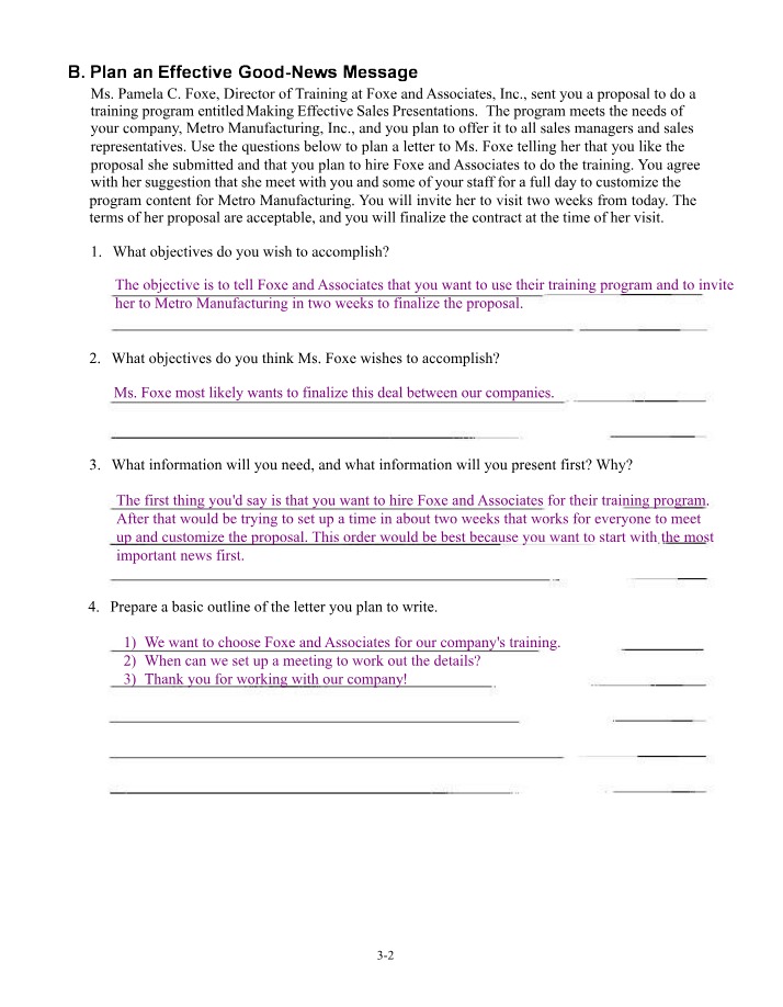 Foxe and Associates Training Program - Good-News Message Plan