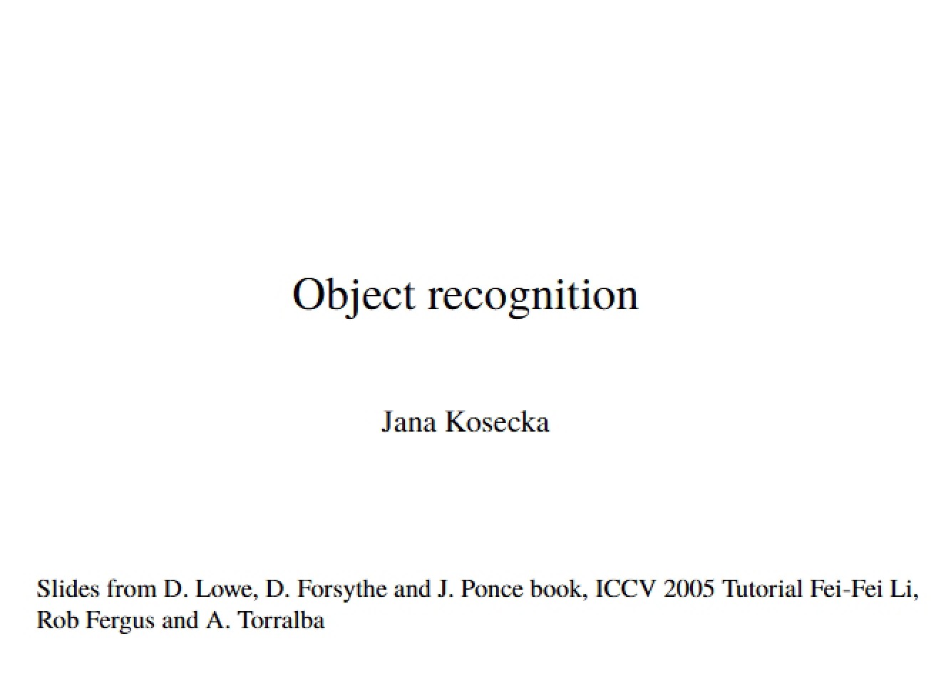 Object Recognition