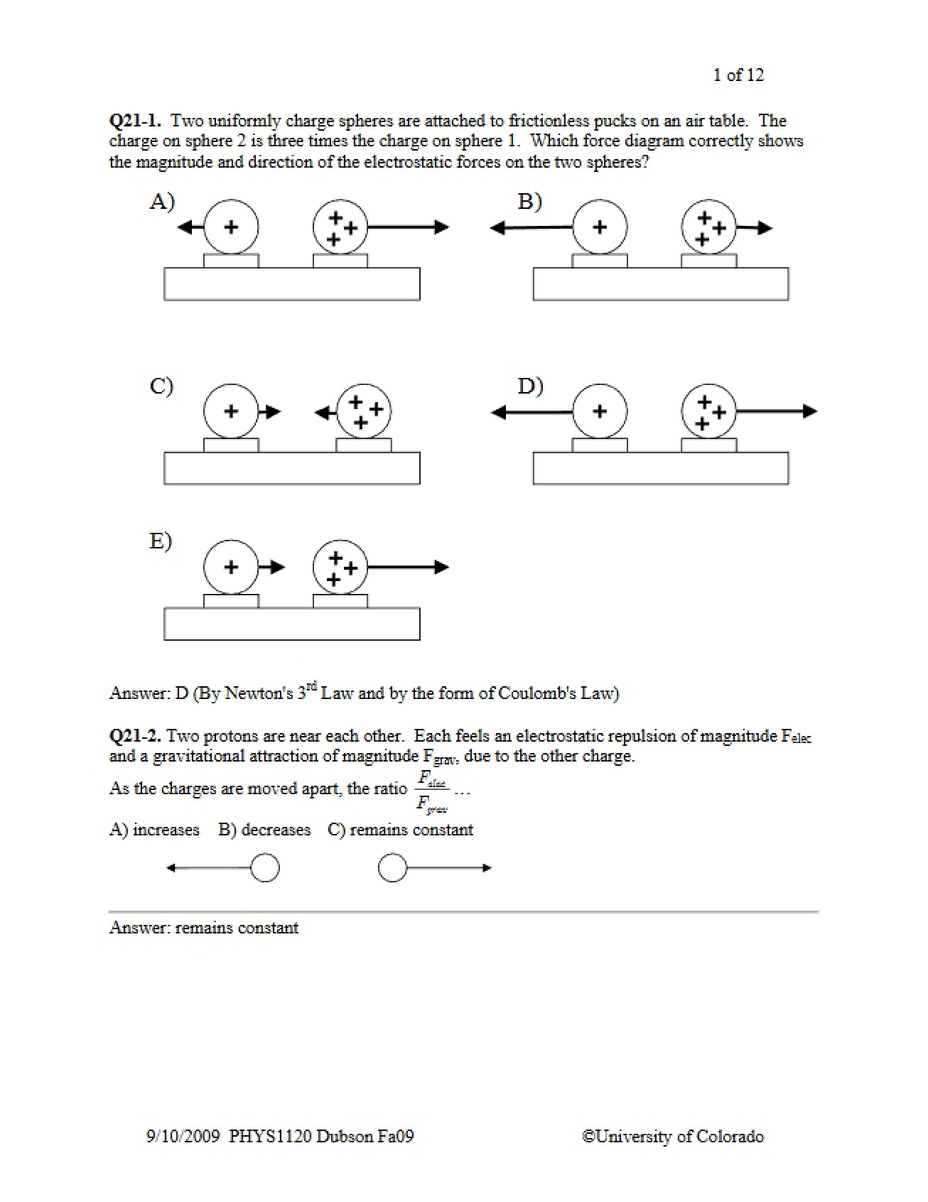 Charges and Fields (I) Problems with Key