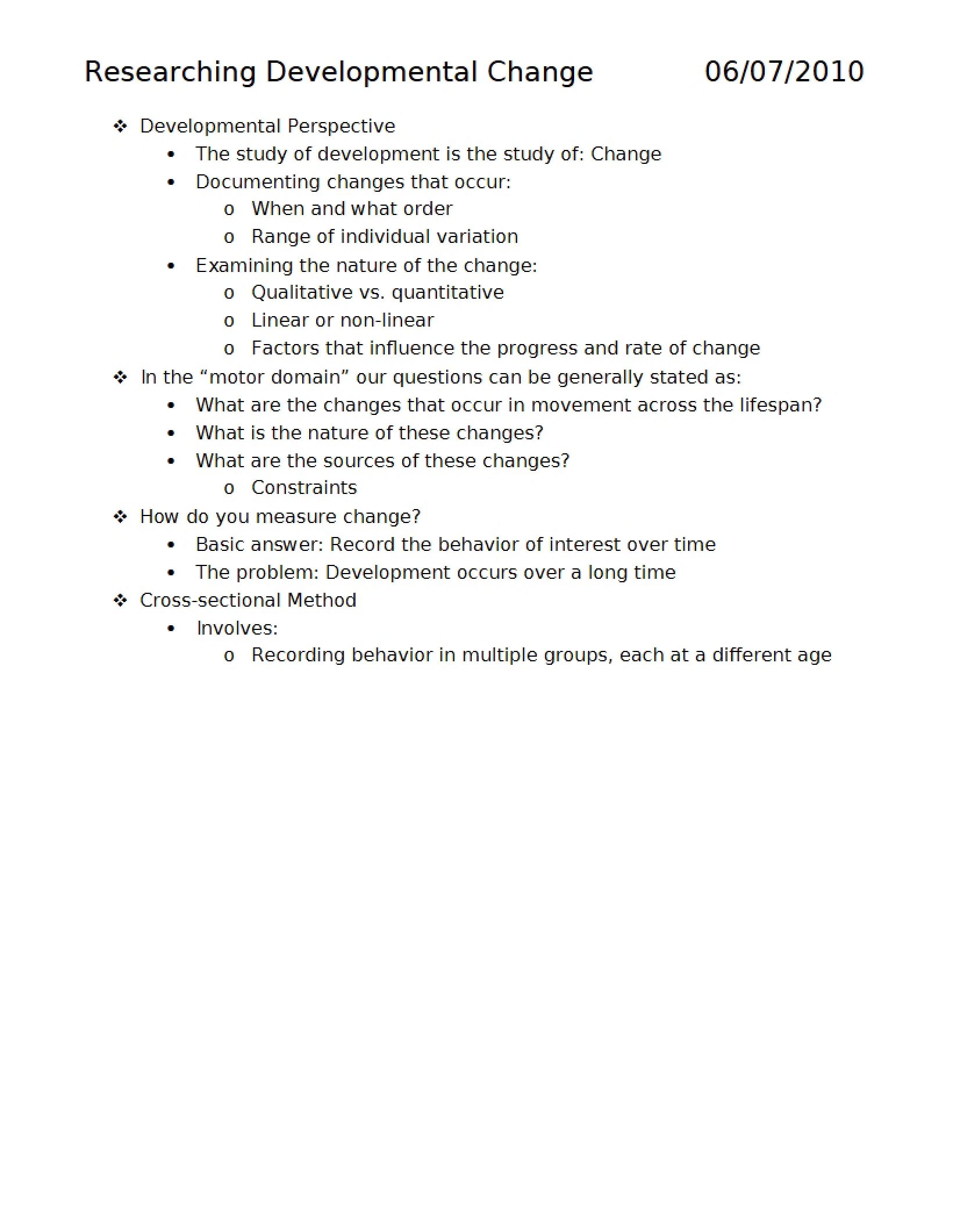 Developmental Change Research