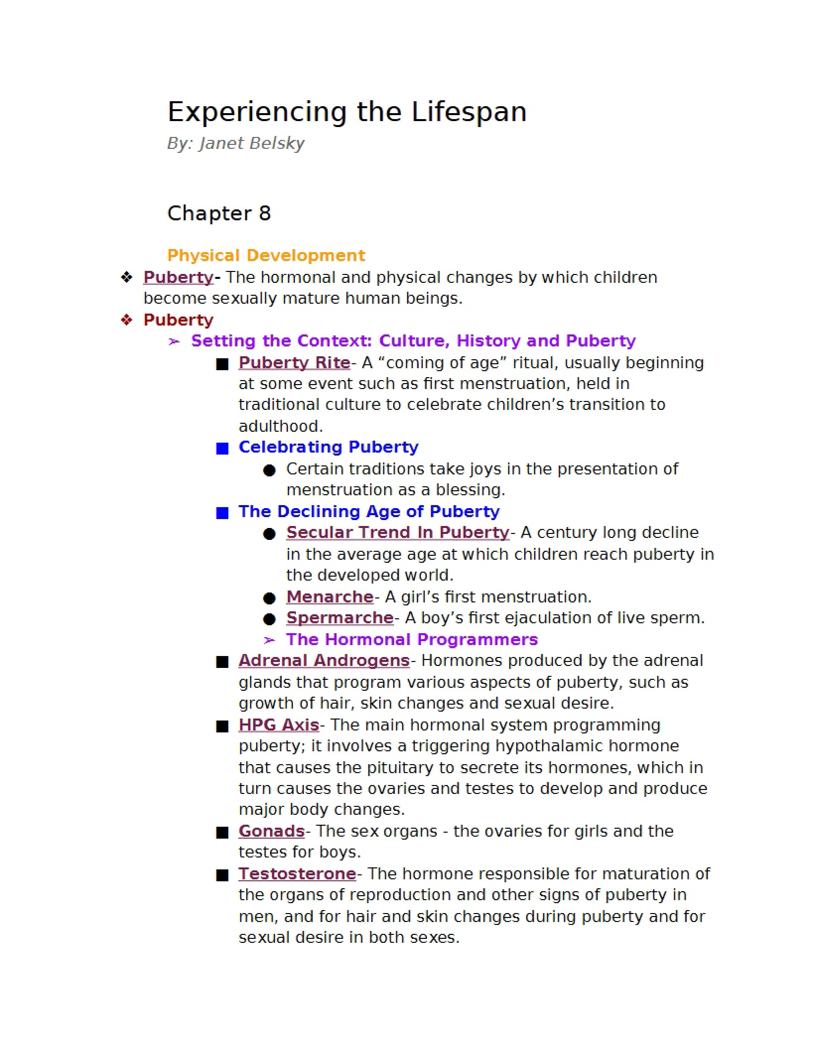 Development Physical (Chapter 8)