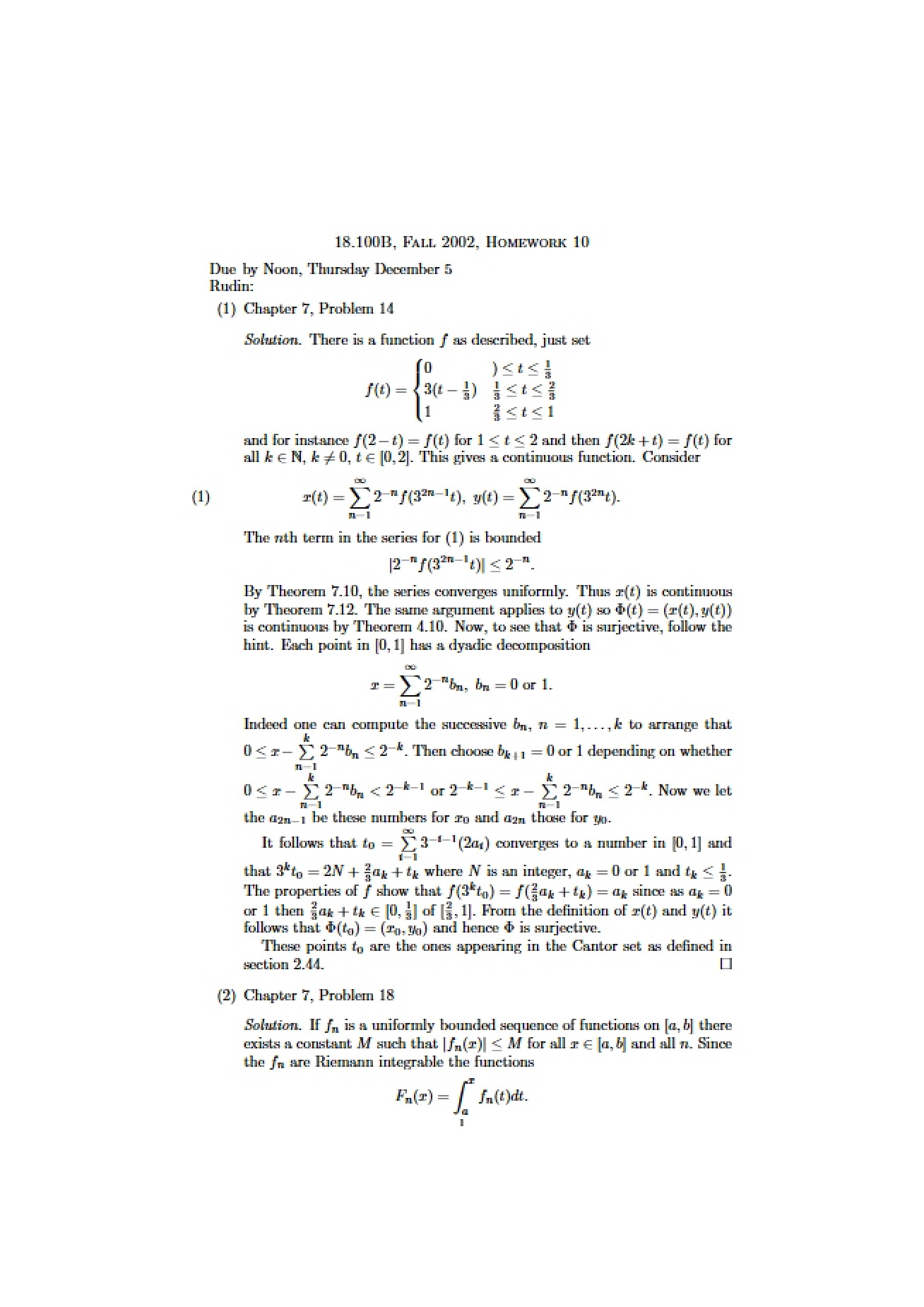 Tenth Homework Assignment