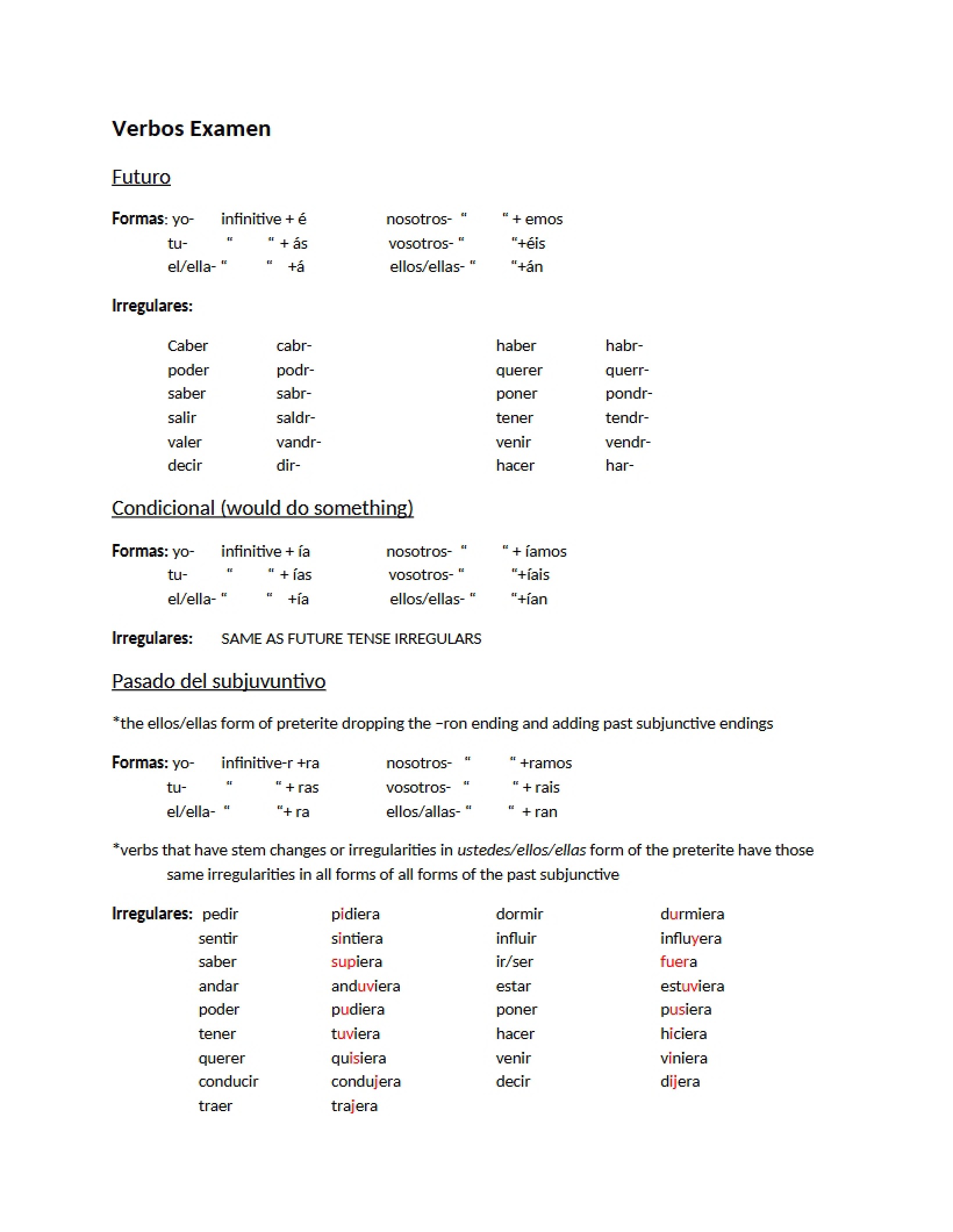 Verb Exam