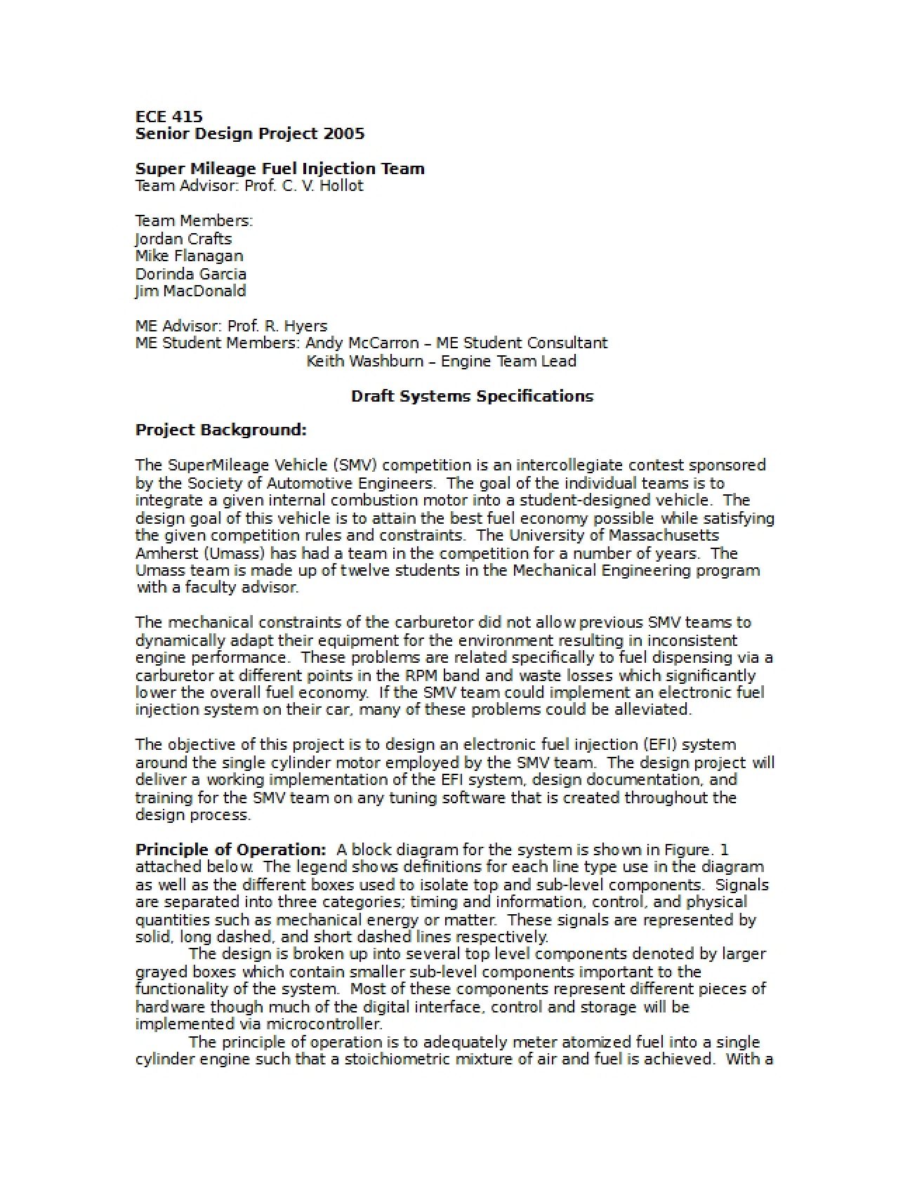 Specifications for Systems (Draft)