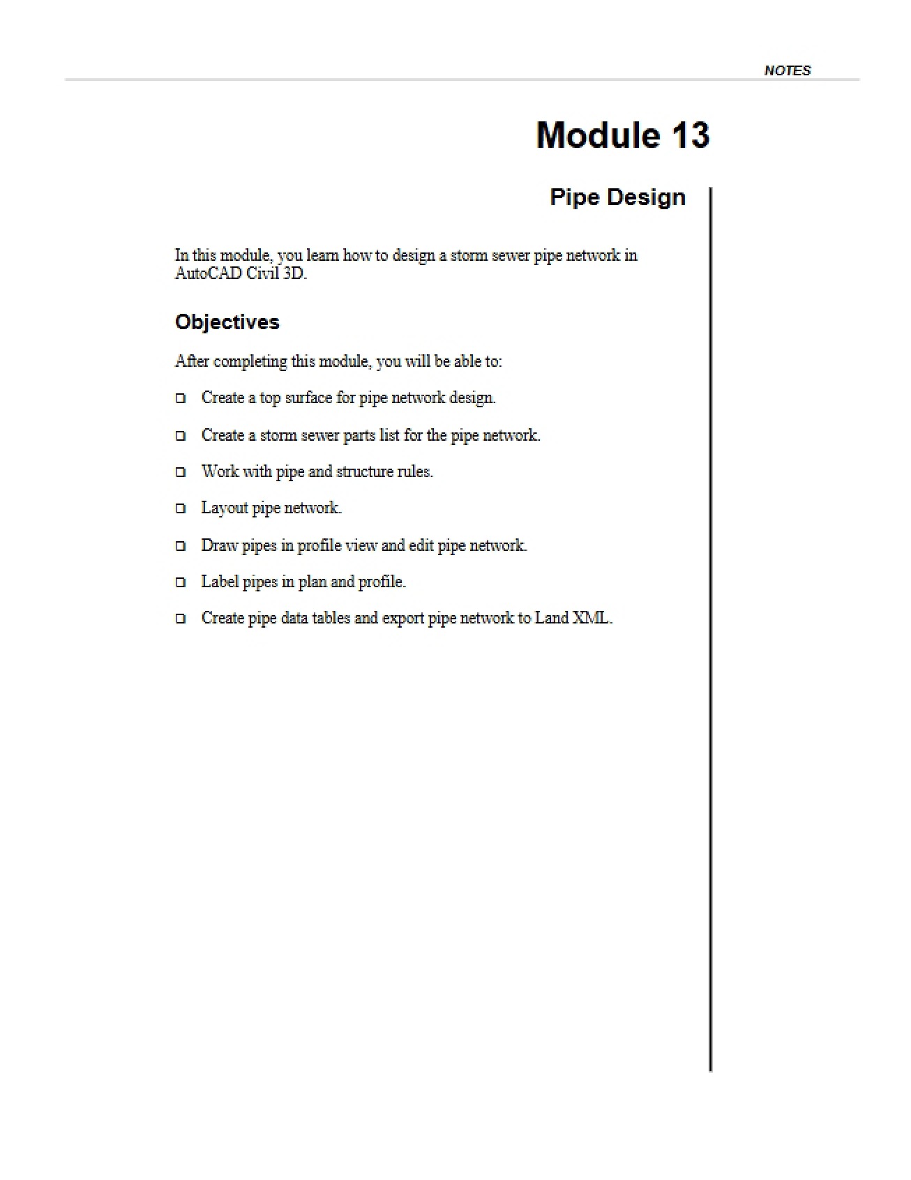 Designing Pipes Module 13