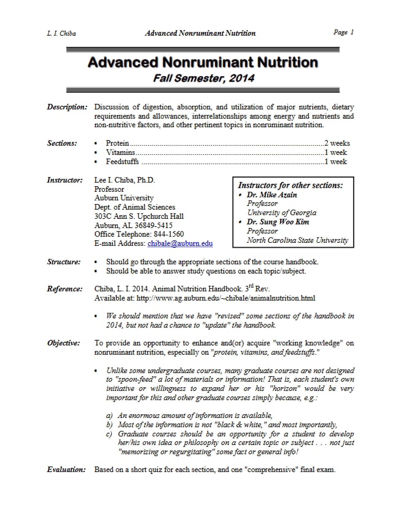 Protein Syllabus (Oct 1, 2014)