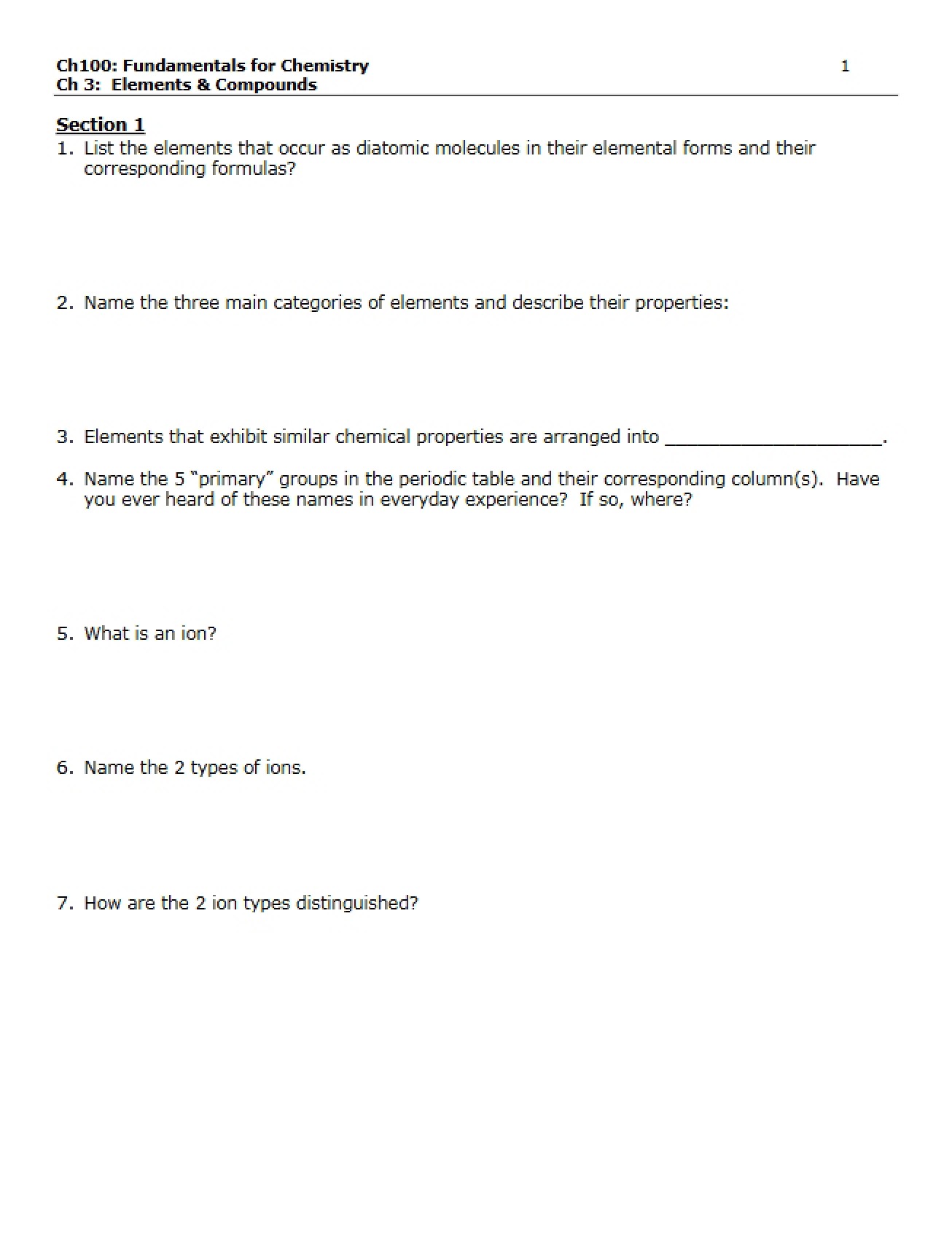 Introduction to Elements and Compounds