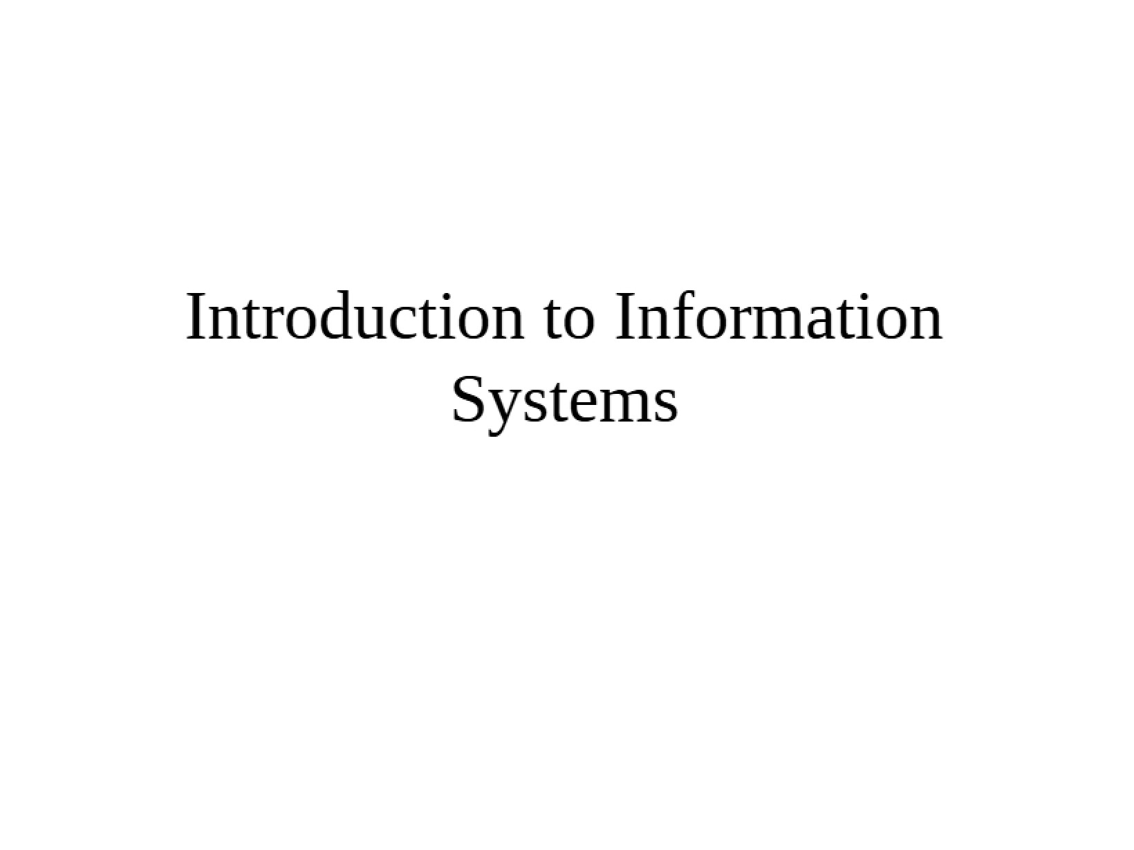 Basics of Information Systems