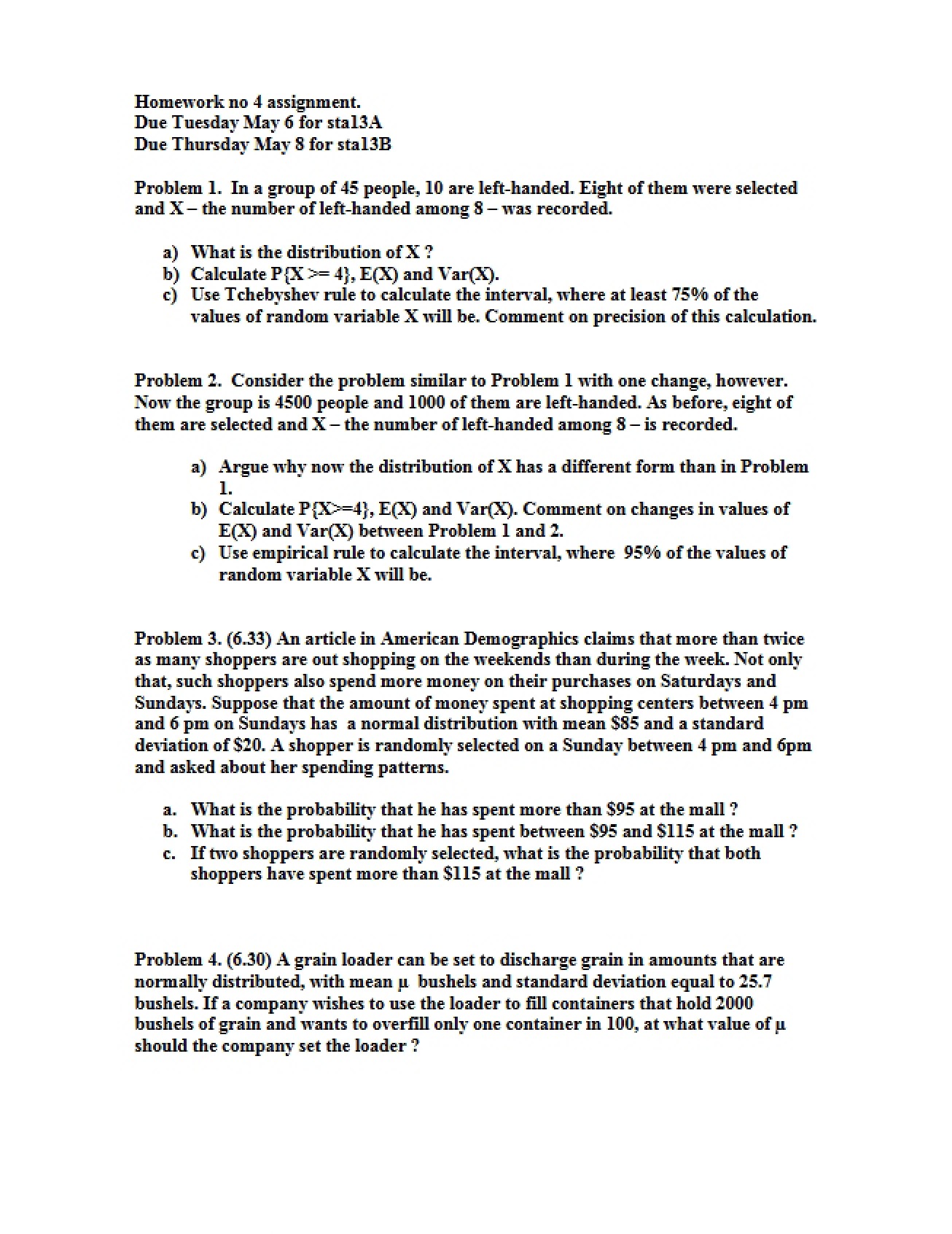 Fourth Homework Assignment