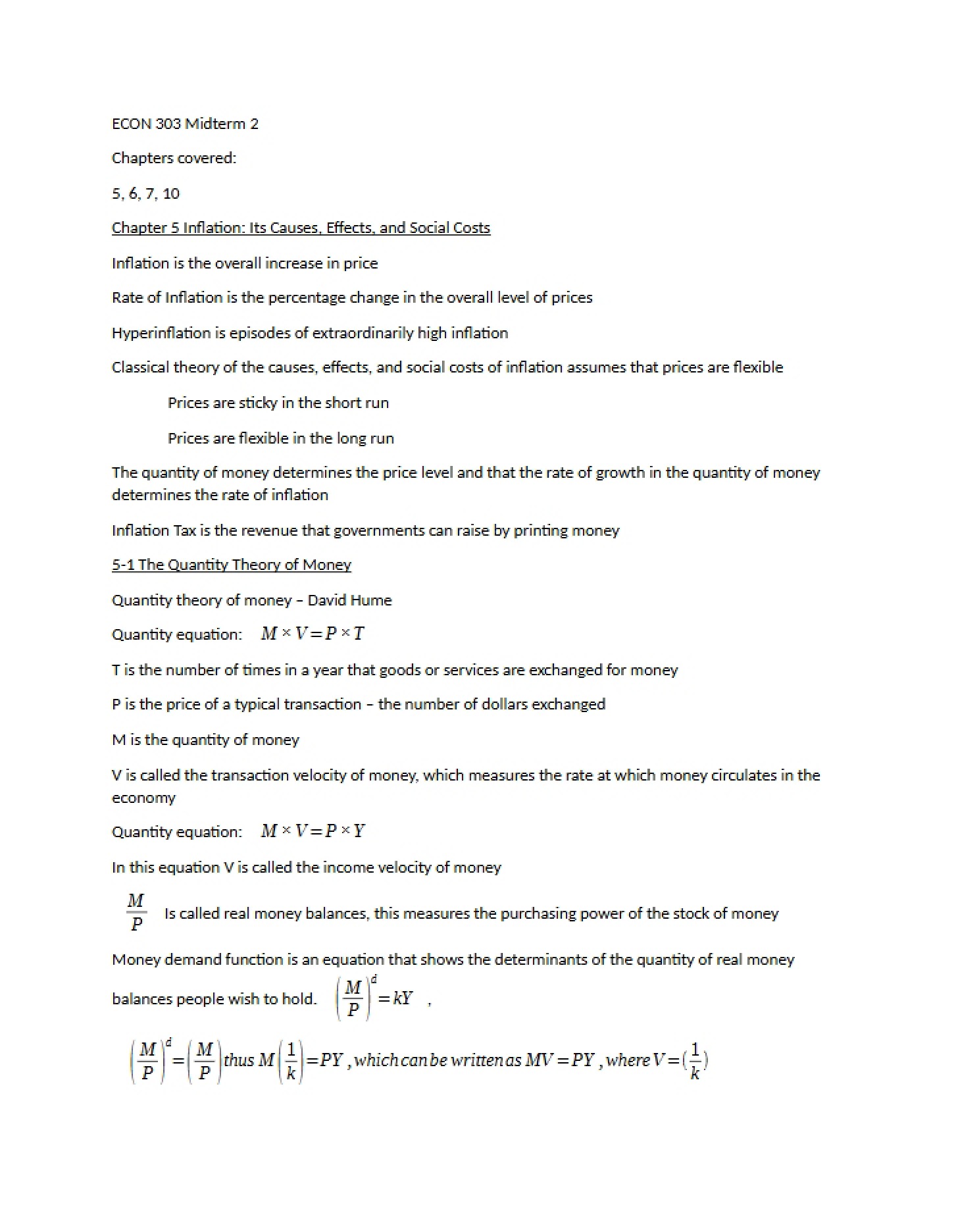 Guide for Midterm 2 (Econ 303)