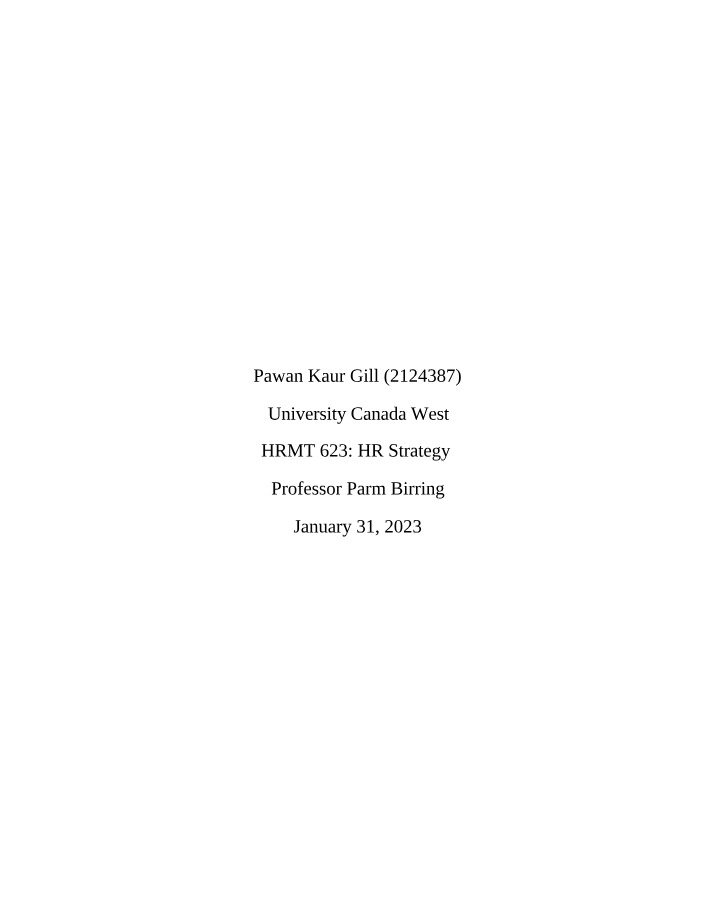HR Strategy Report for HRMT 623
